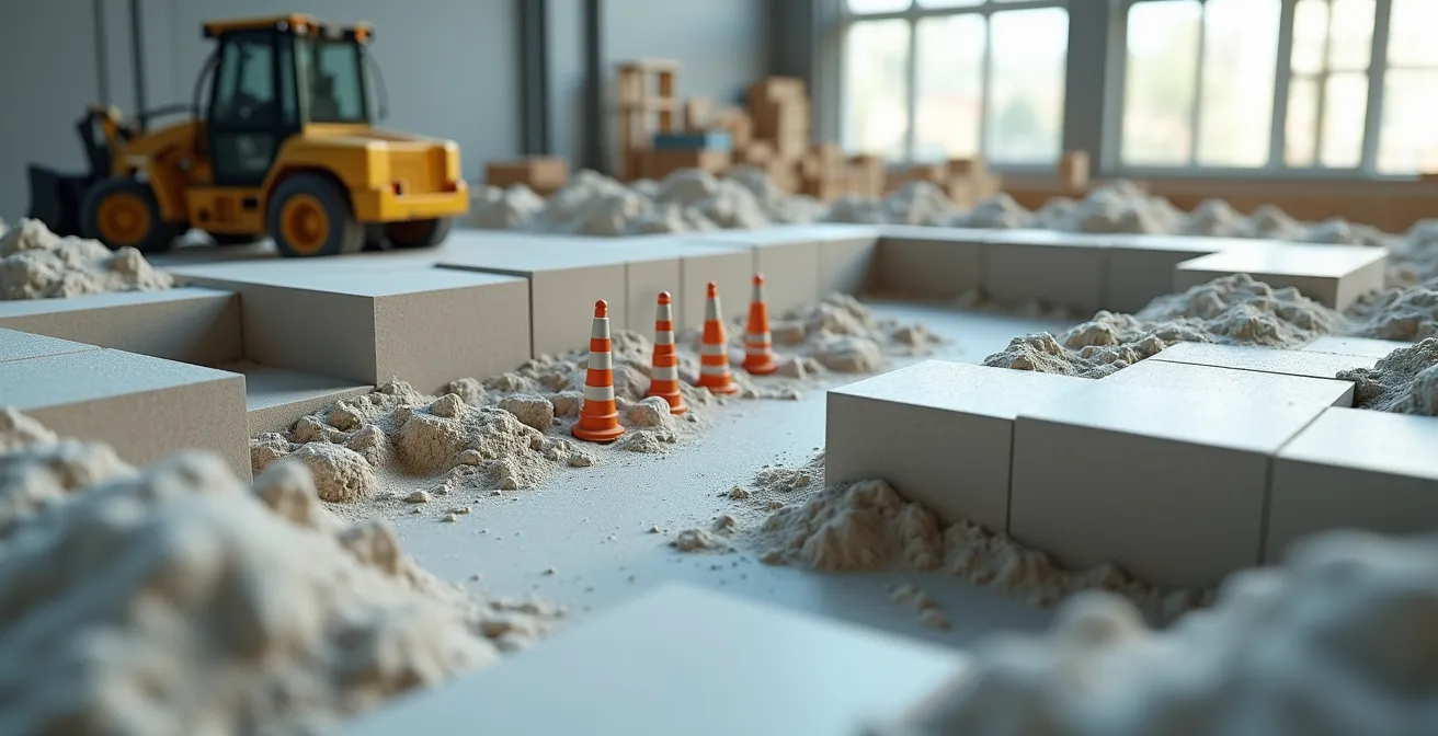 Modélisation 3D d'un chantier avec obstacles et accès étroits